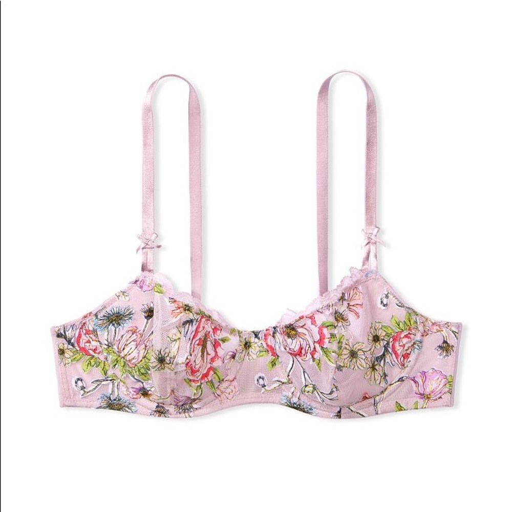 ISO Floral Embroidered Pink Dream Angels Bra